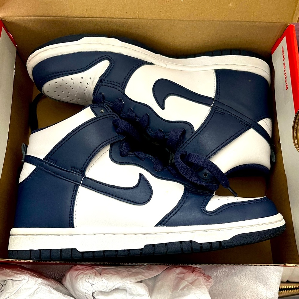 Nike Dunk High 4Y White/Midnight Navy New in Box